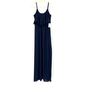 Show Me Your MuMu Caitlin Ruffle Maxi Dress Blue XS NWT